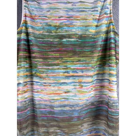 Christopher & Banks Petite Sleeveless Multicolor Striped Tank Top P/L Polyester - Picture 4 of 6